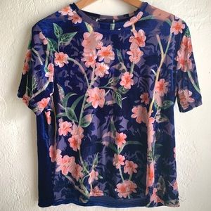 Stunning Blue Velvet flower print shirt